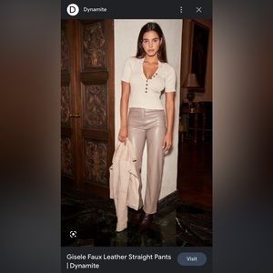 Gisele Faux Leather Straight Pant | Dynamite 🤎